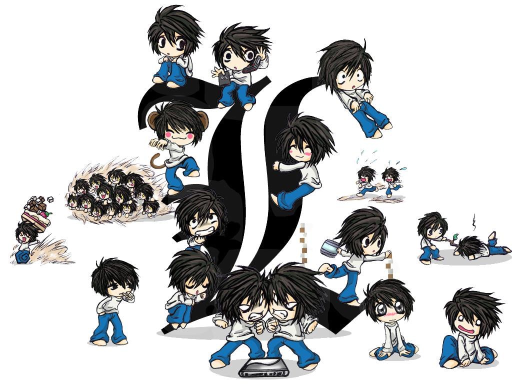 L Lawliet chibi character collage
