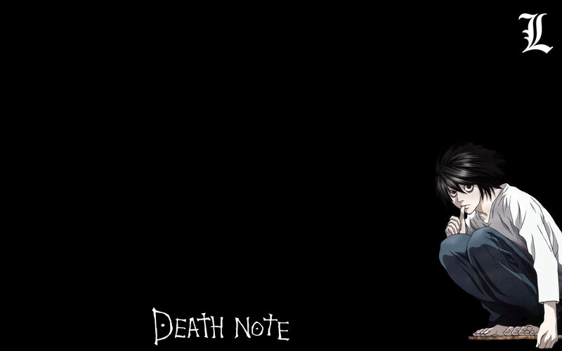L Lawliet Crouching — Black, Dramatic