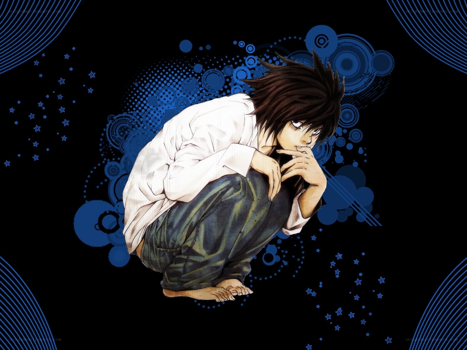 L Lawliet in a crouched pose