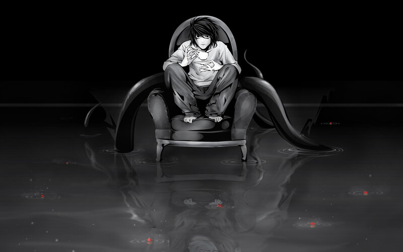 L Lawliet in a dark room