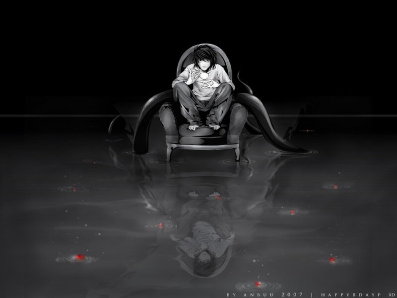 L Lawliet in a dark room