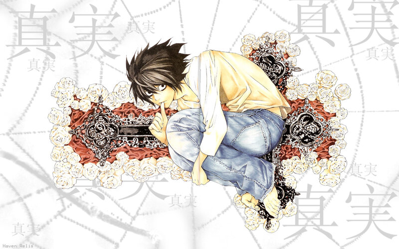 L Lawliet on a floral throne