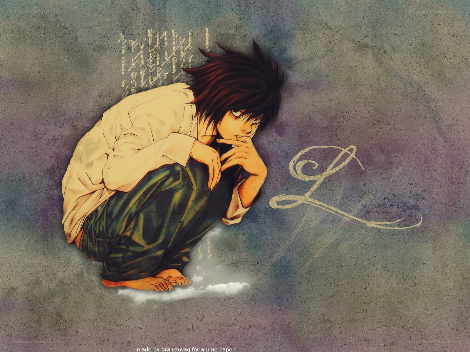L Lawliet sitting on cloud