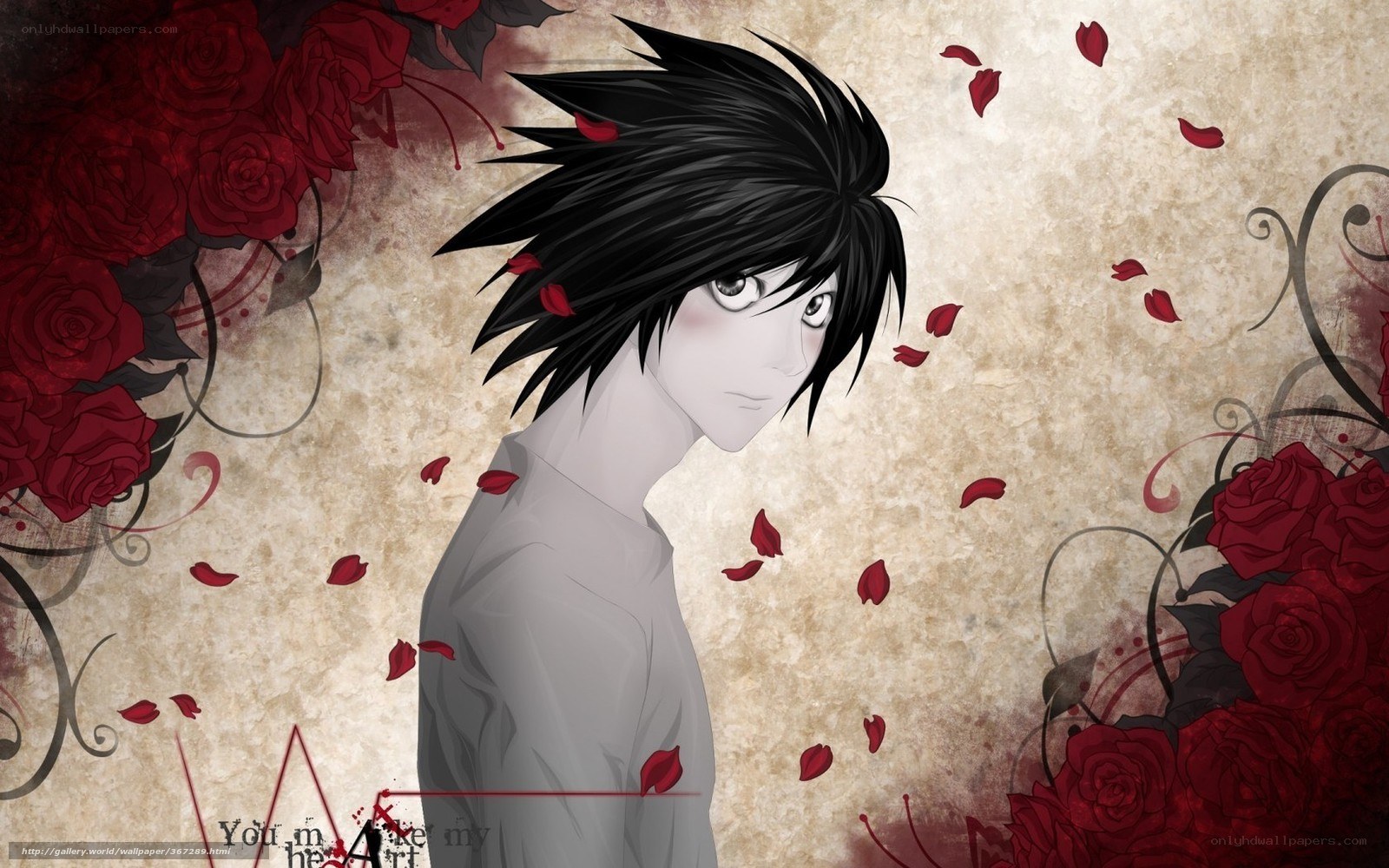 L Lawliet with red roses