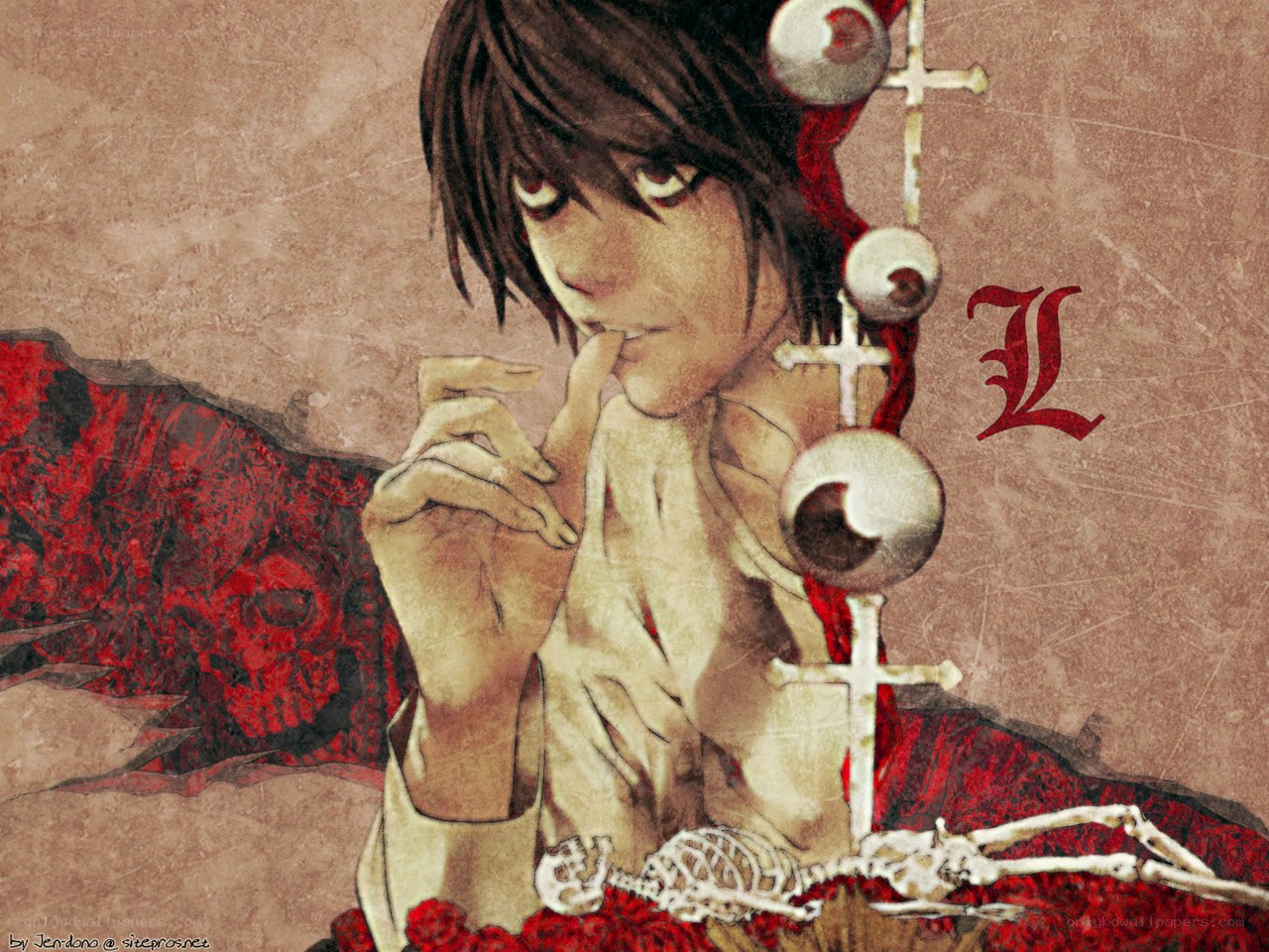 L Lawliet with skulls