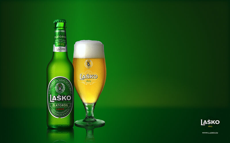 Laško Beer Bottle and Glass