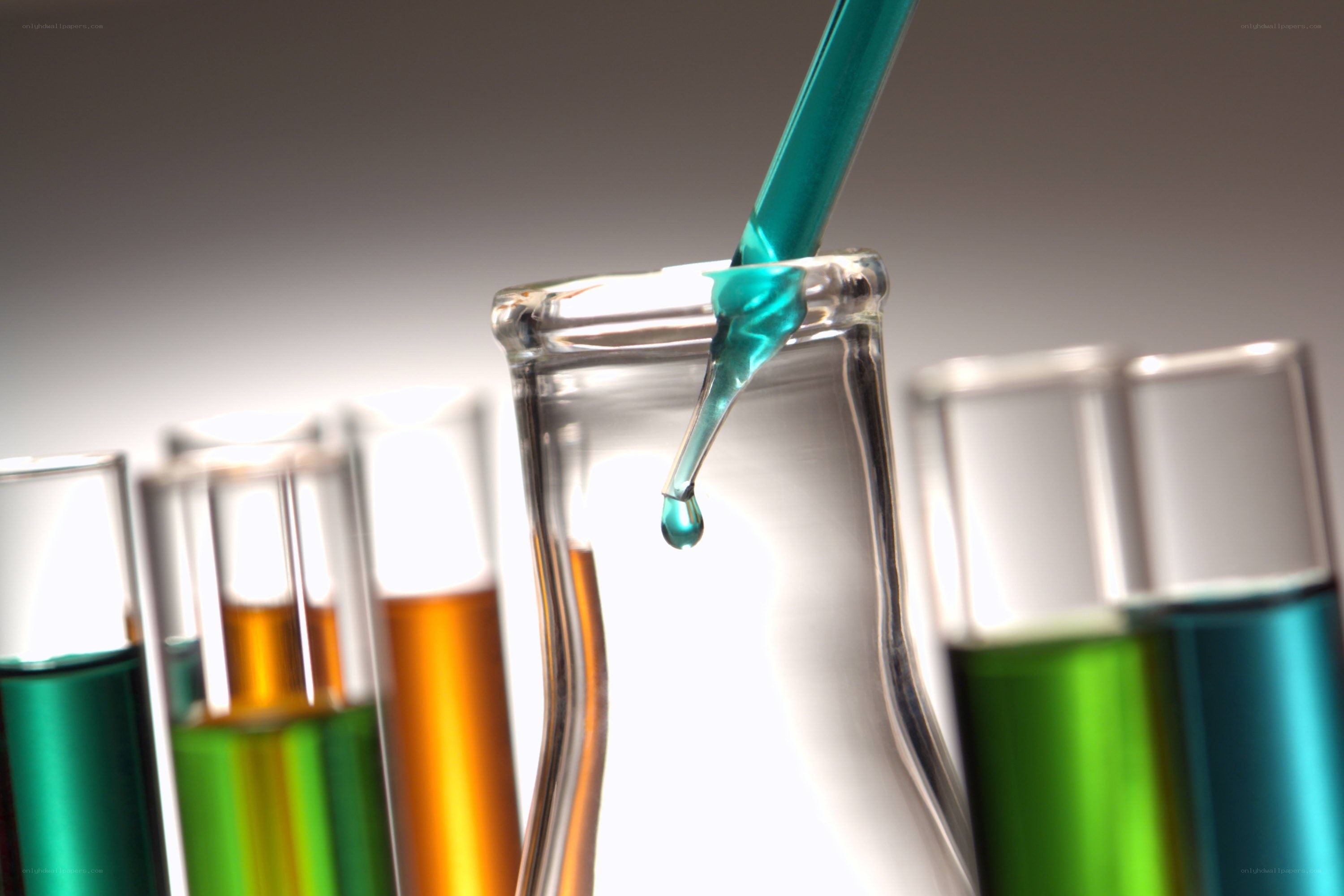 lab experiment with colorful liquids