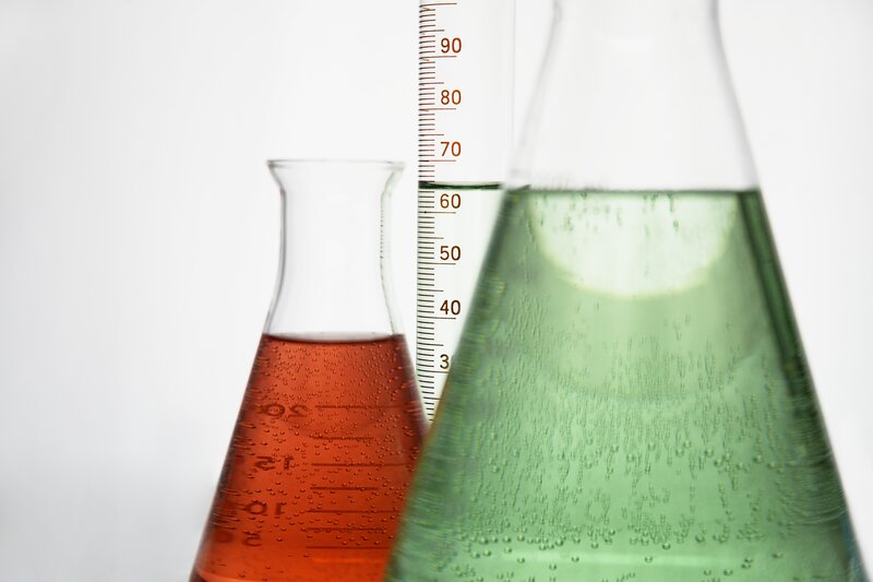 Laboratory Flasks with Liquids