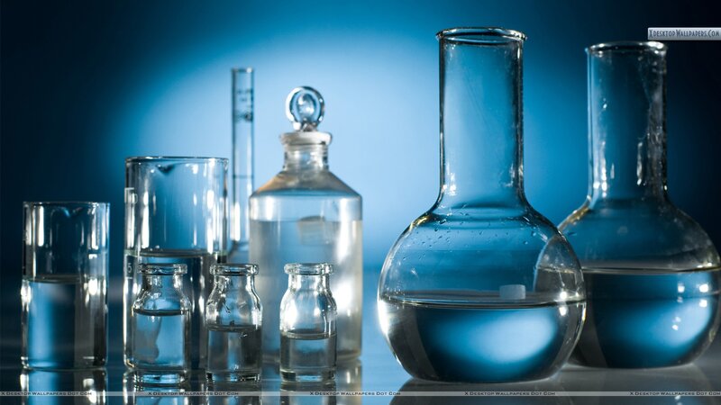 Laboratory Glassware — Blue, Dramatic