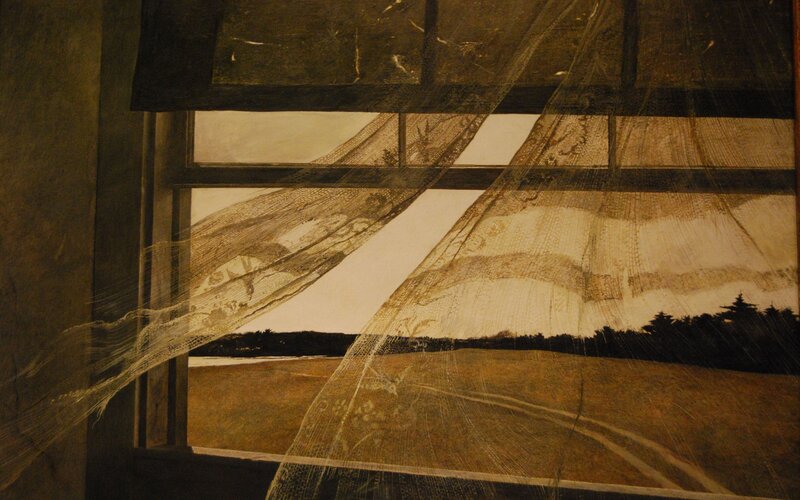 Lace curtain over a window