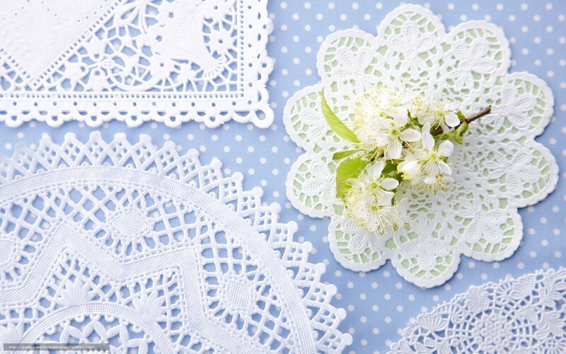 Lace doilies with flowers
