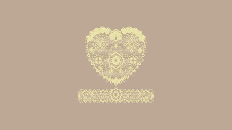 Lace heart design with skulls