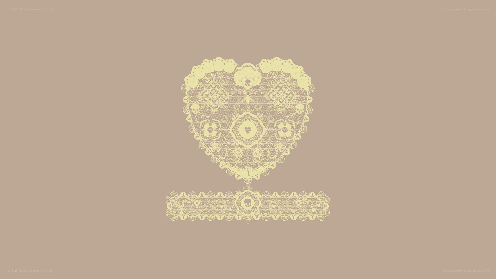 Lace heart design with skulls