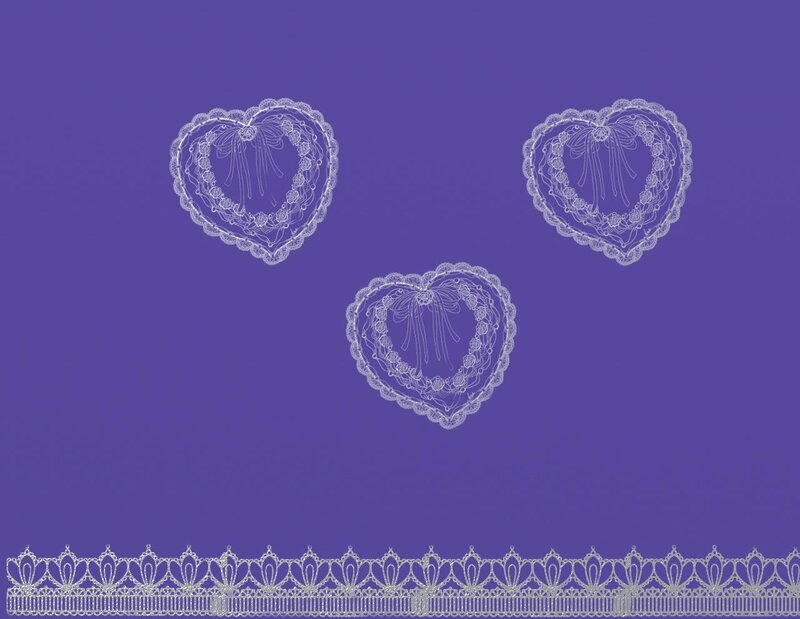 lace hearts on purple background
