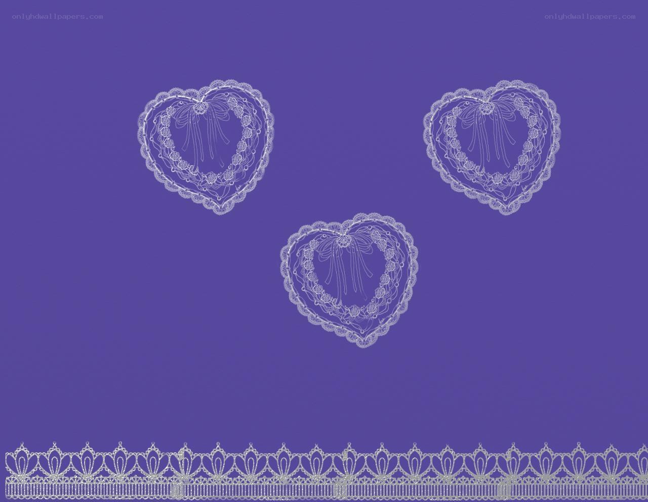 lace hearts on purple background