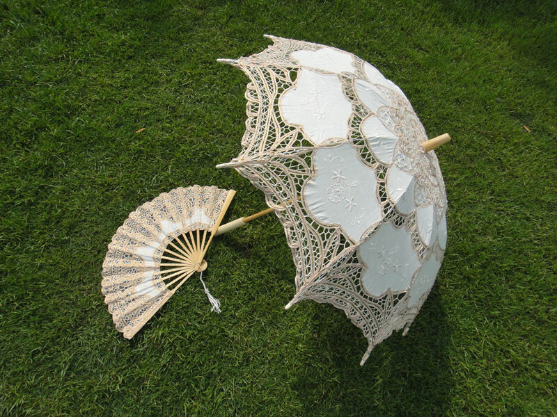 Lace Parasol and Fan