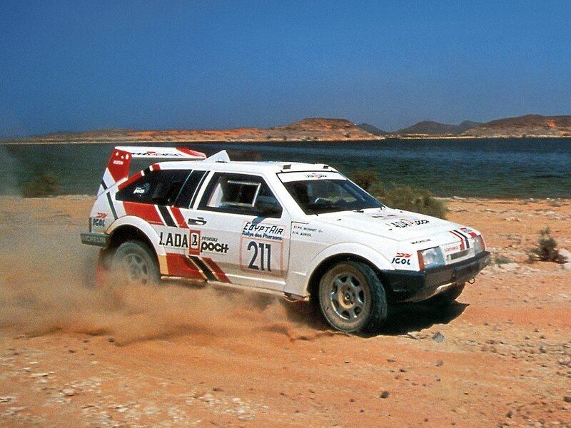 Lada rally car on desert track