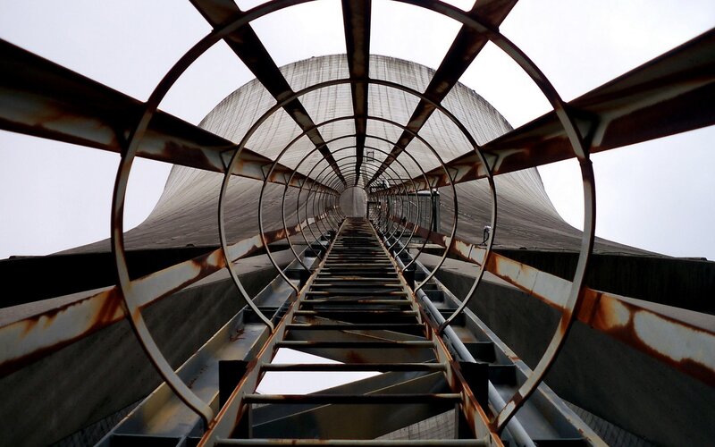 ladder inside cooling tower