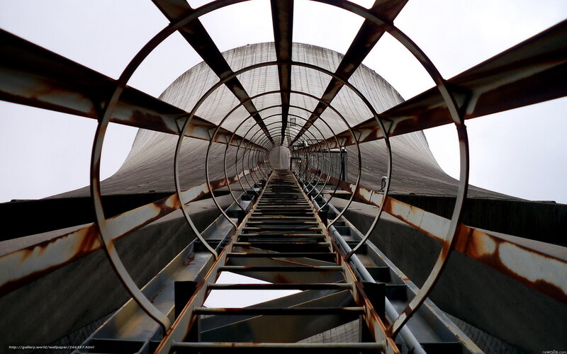 ladder inside cooling tower
