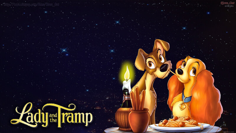 Lady and the Tramp Sharing Spaghetti