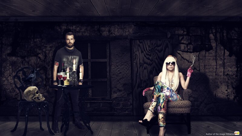 Lady Gaga in a gothic room