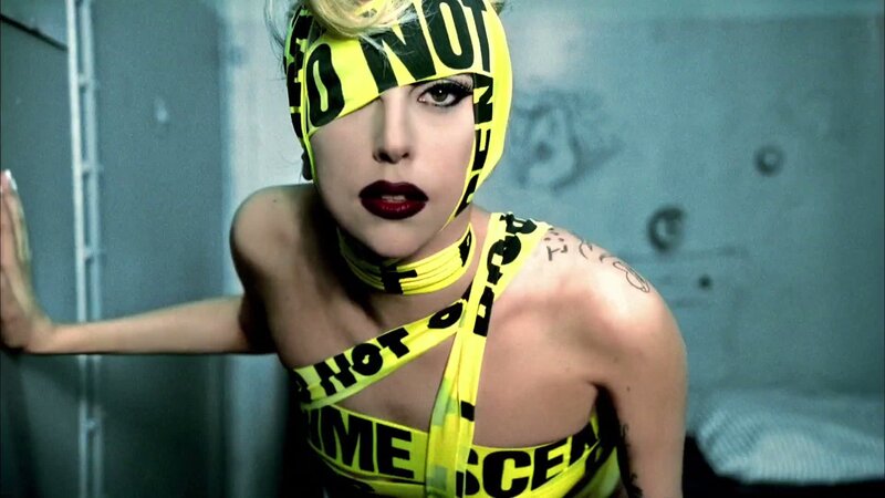 Lady Gaga in crime scene tape