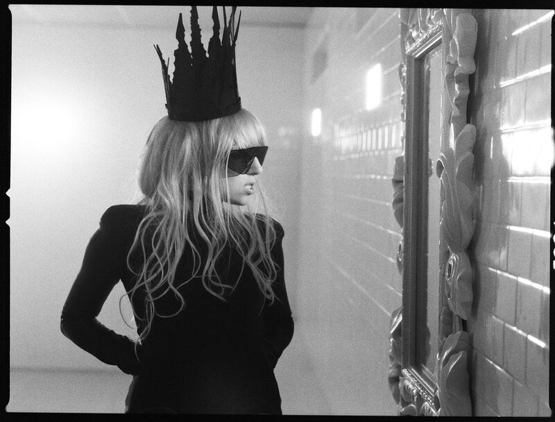 Lady Gaga in crown and sunglasses