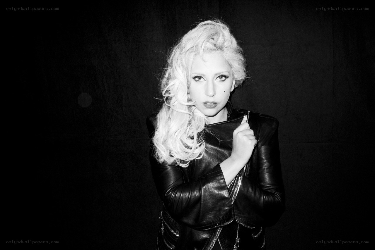 Lady Gaga in leather jacket