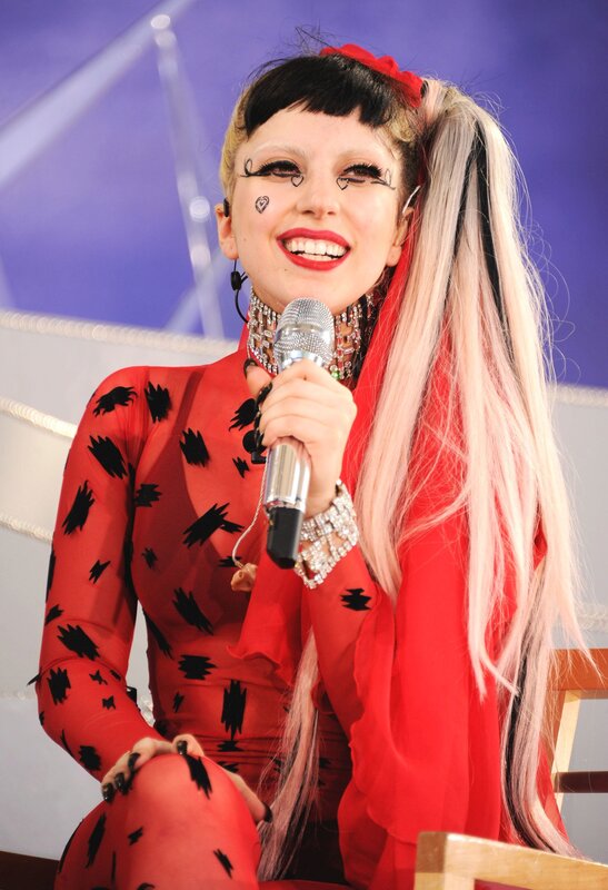 Lady Gaga in red outfit