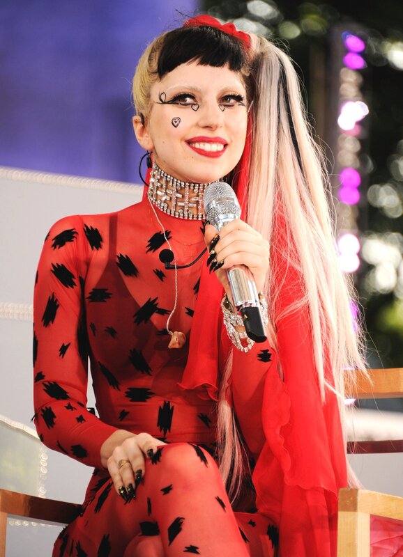Lady Gaga in red outfit