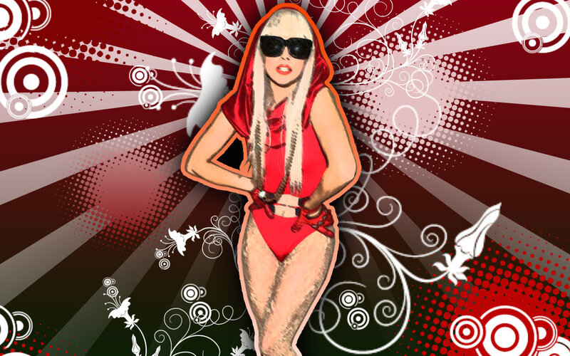 Lady Gaga in red outfit