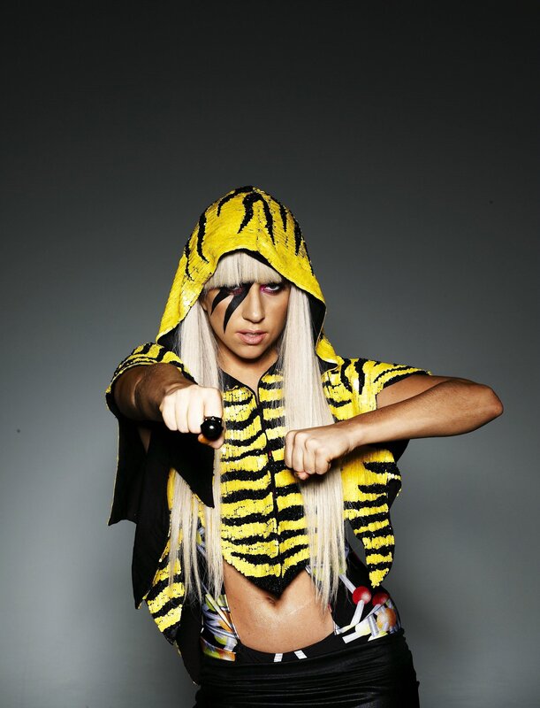 Lady Gaga in tiger-print outfit