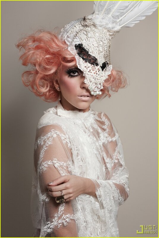 Lady Gaga in white lace outfit