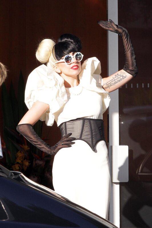 Lady Gaga in white outfit
