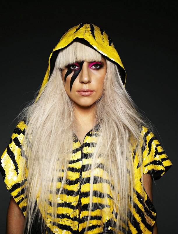 Lady Gaga in yellow and black sequins