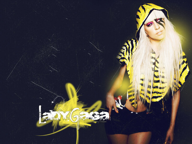 Lady Gaga in yellow tiger print