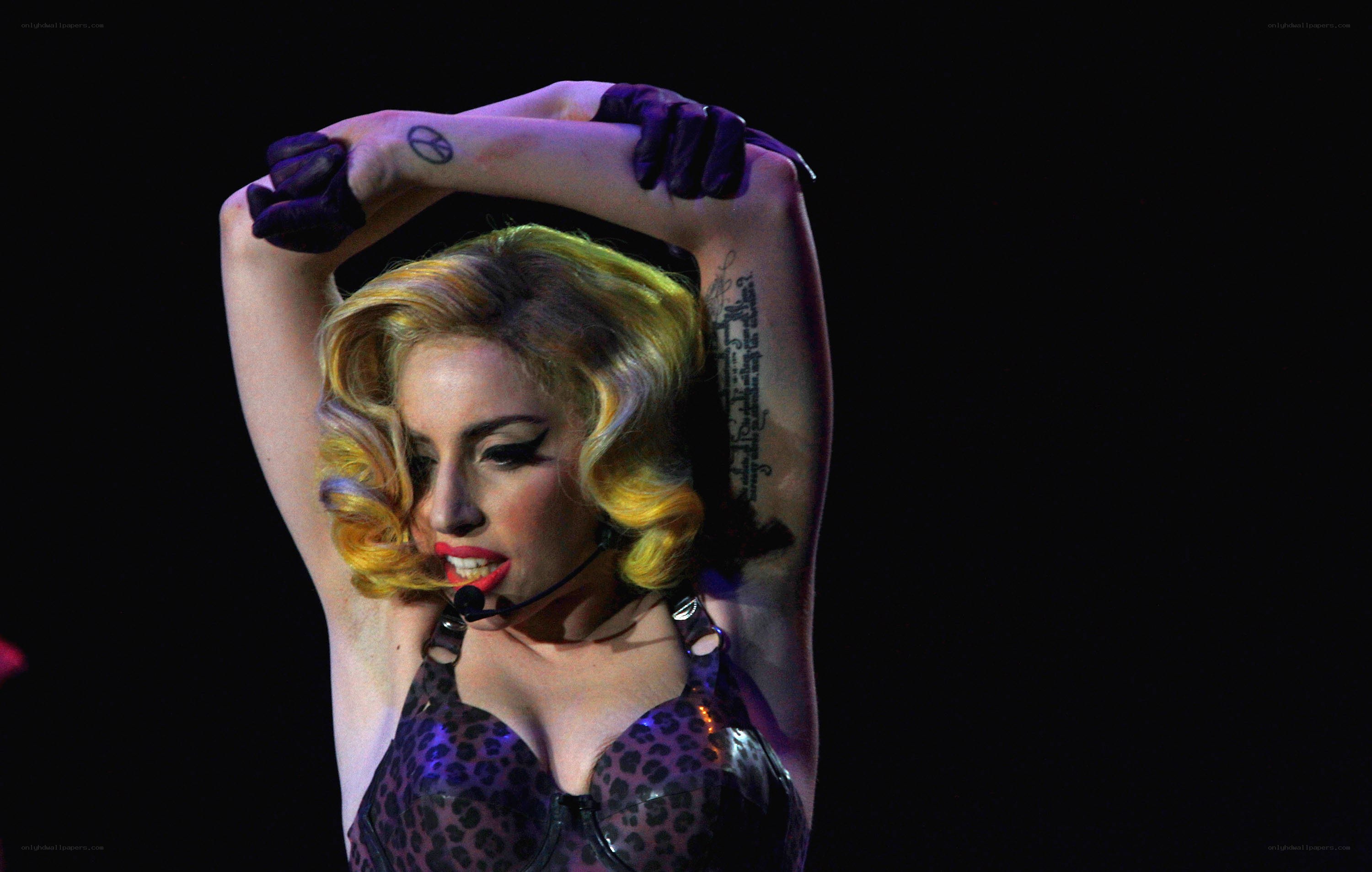 Lady Gaga performing on stage