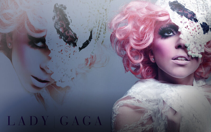 Lady Gaga portrait with pink hair