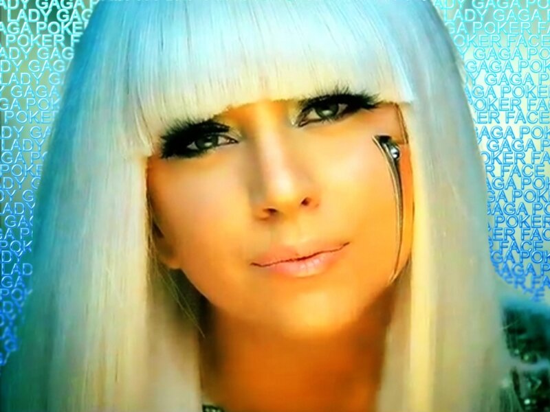 Lady Gaga with blue hair