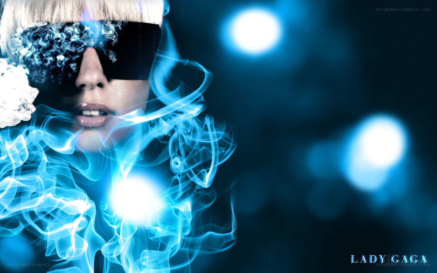 Lady Gaga with blue smoke