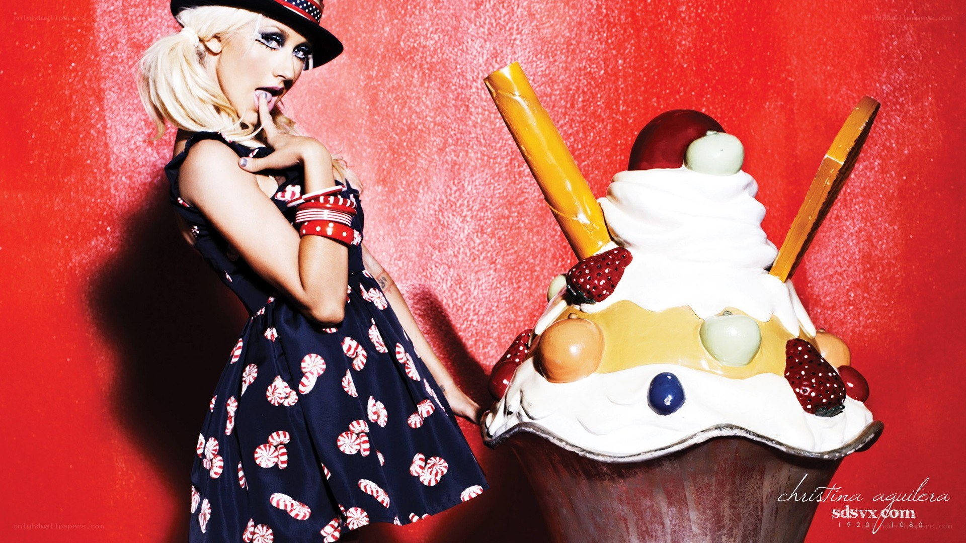 Lady Gaga with giant dessert