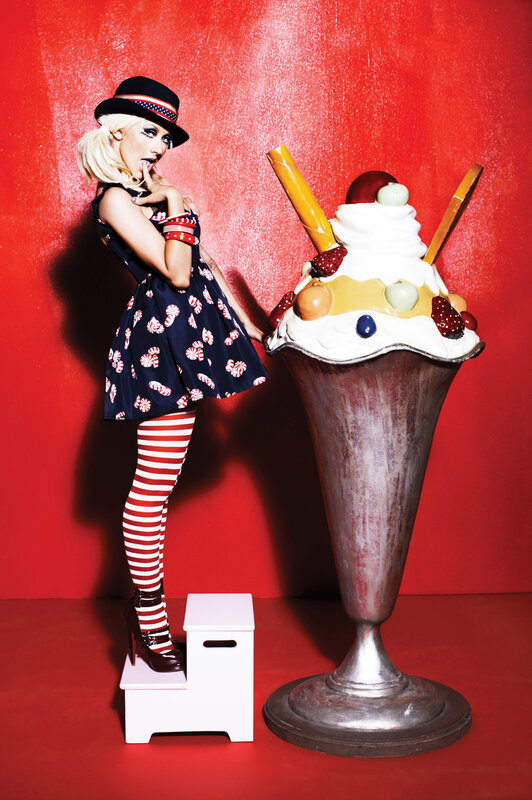 Lady Gaga with giant ice cream