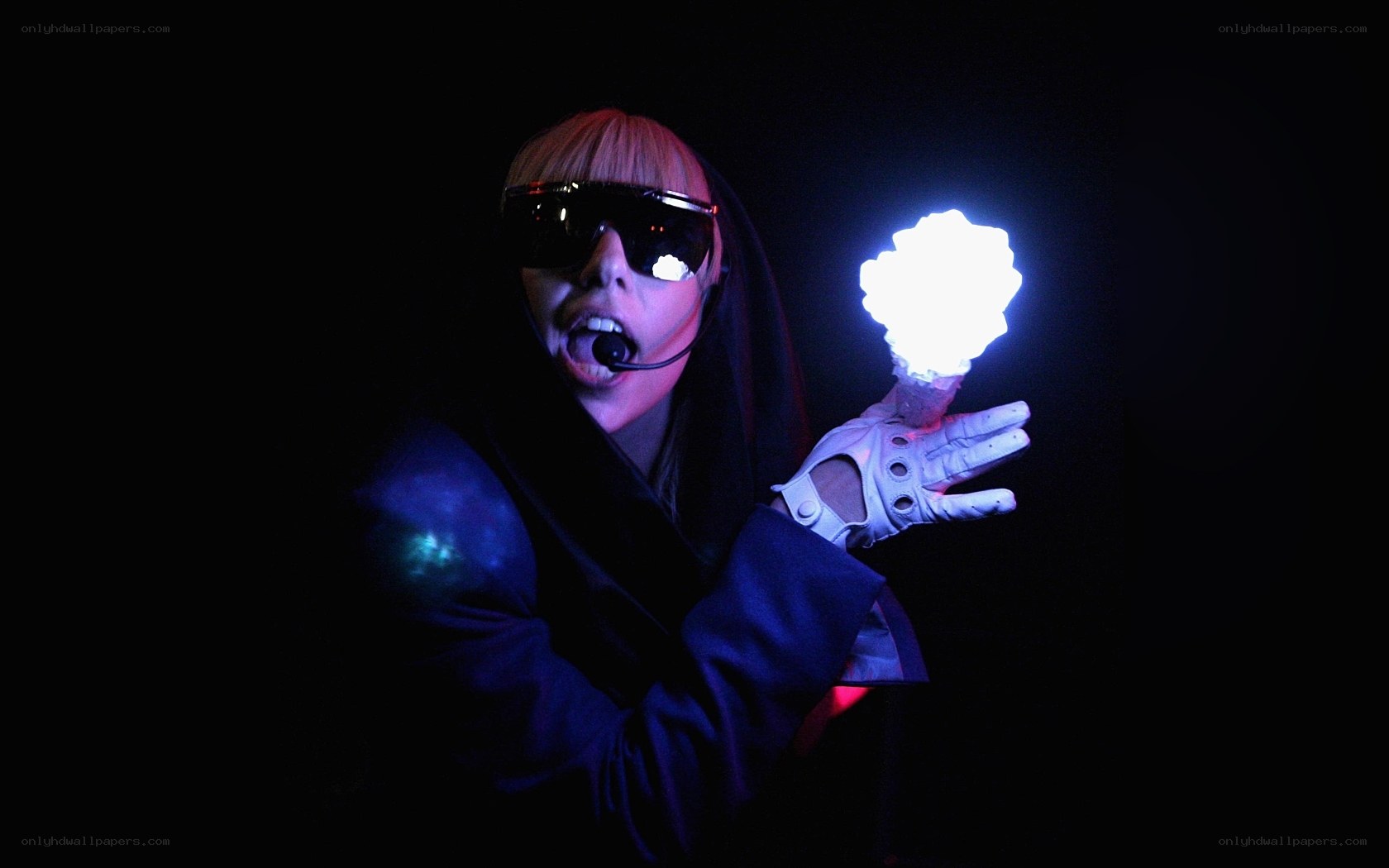 Lady Gaga with glowing light