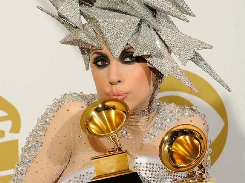 Lady Gaga with Grammy awards