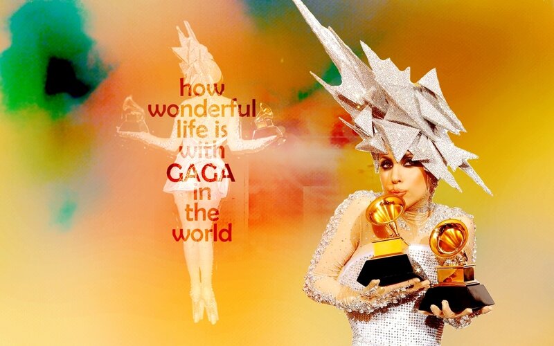 Lady Gaga with Grammys
