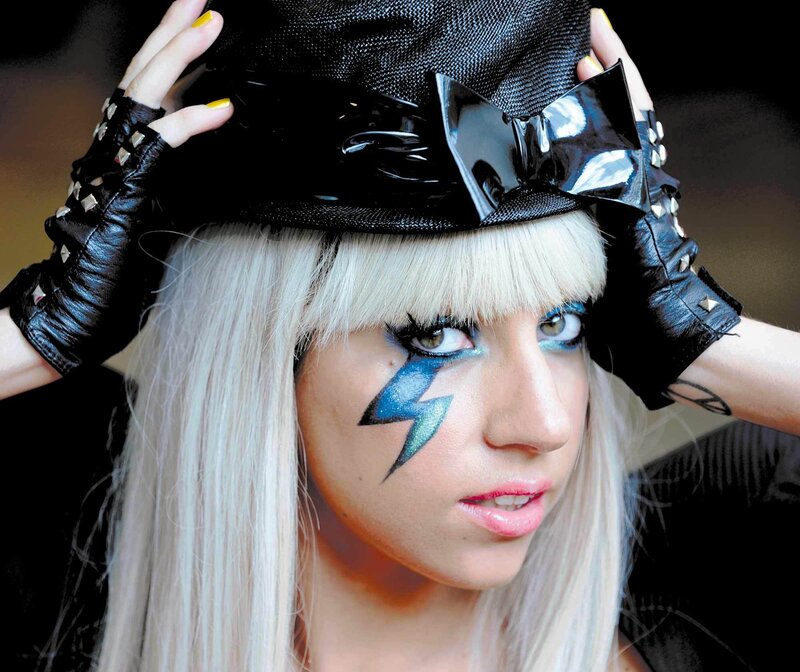 Lady Gaga with lightning bolt makeup