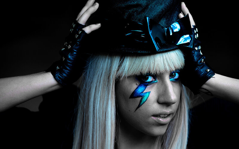 Lady Gaga with lightning bolt makeup