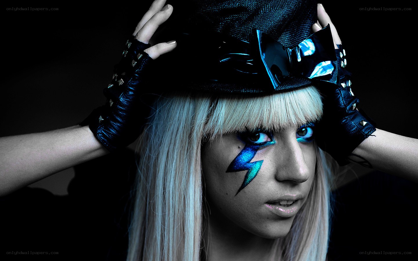 Lady Gaga with lightning bolt makeup
