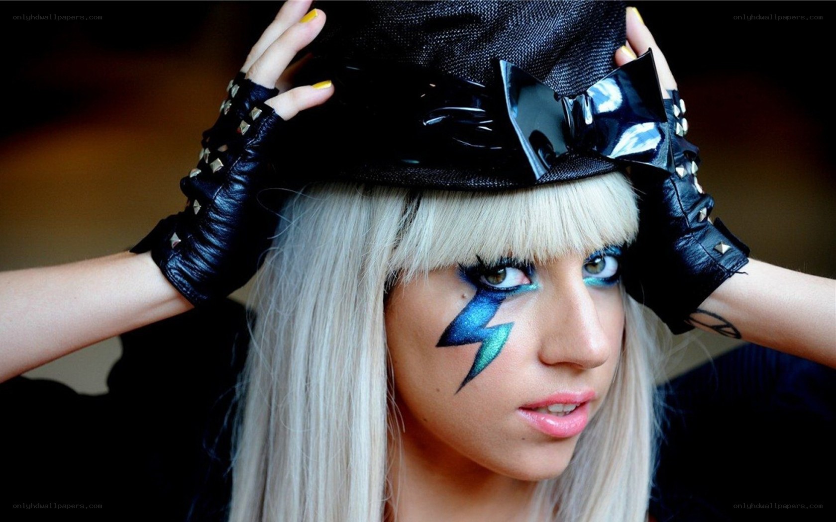 Lady Gaga with lightning makeup