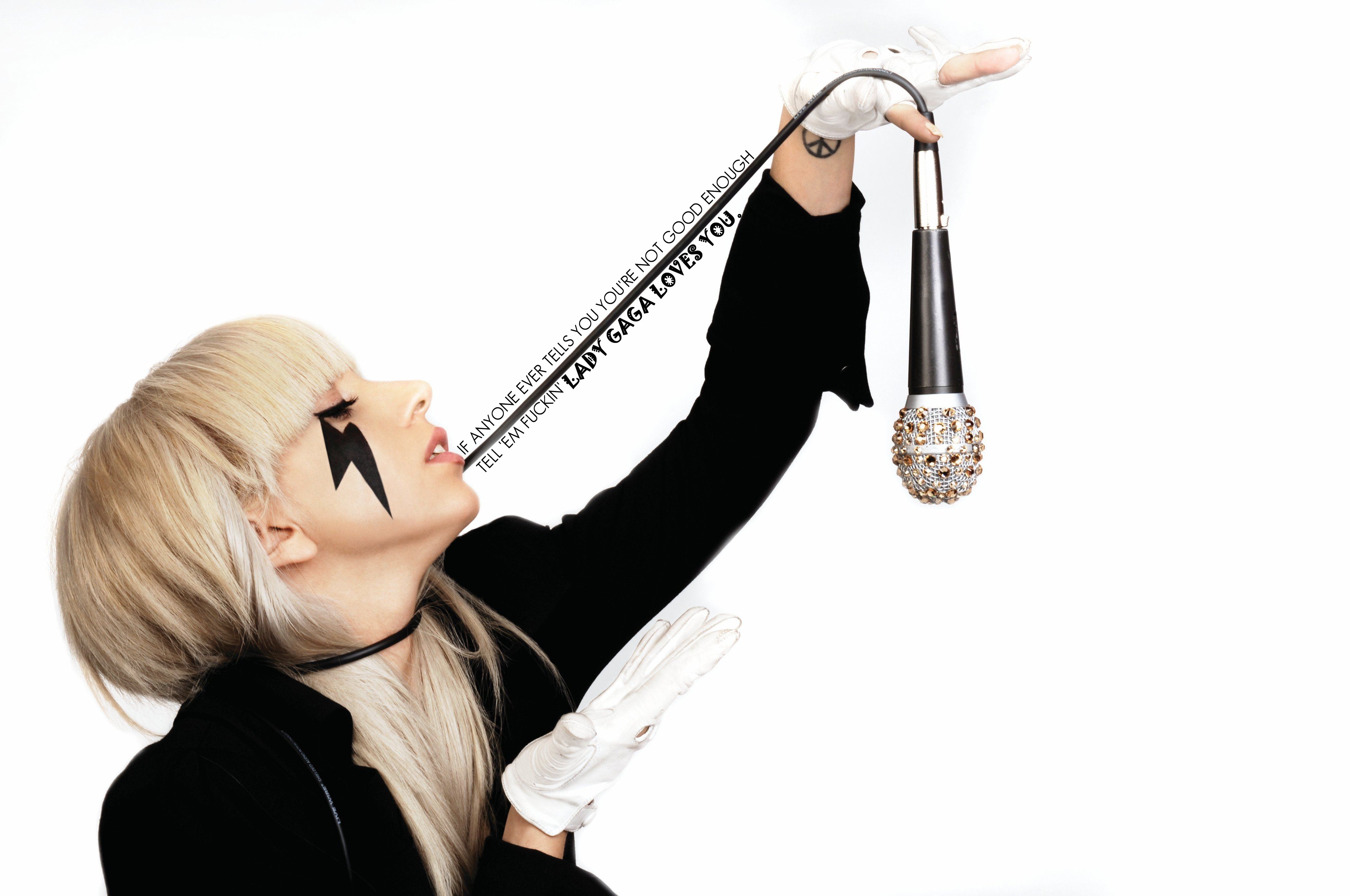 Lady Gaga with microphone